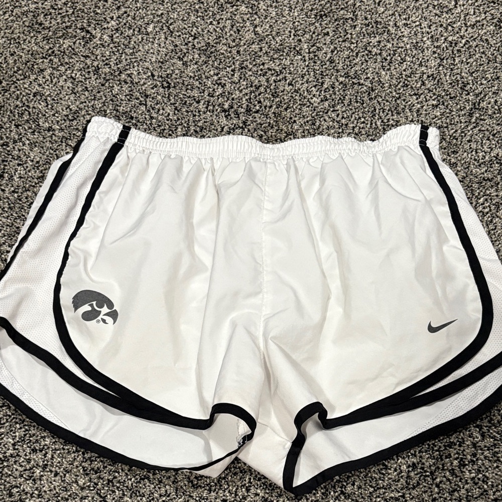 Nike Women's White and Black Iowa Hawkeyes Athletic Shorts